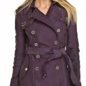 NEW SAM EDELMAN DEBBIE TRENCH COAT IN EGGPLANT SIZE LARGE